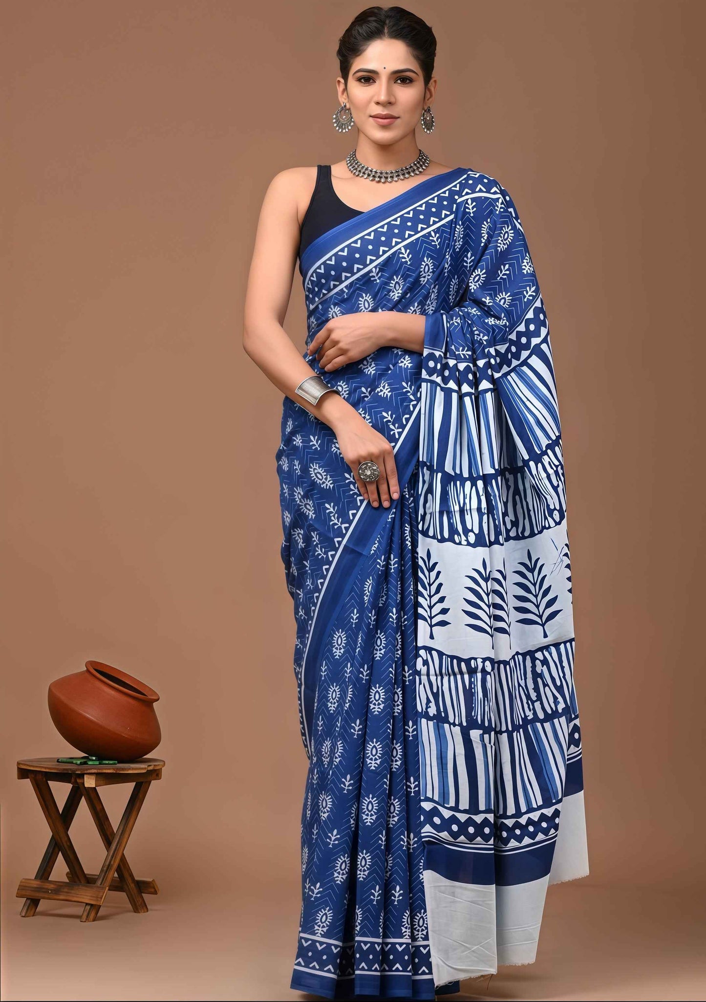 Printed Ikkat Pure Cotton Saree