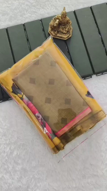 Tissue Linen Floral Print Saree