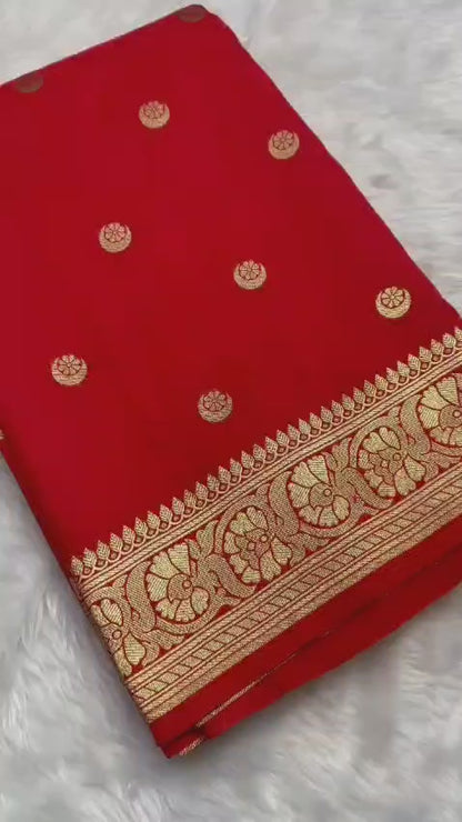 Floral Print Banarasi Silk Saree