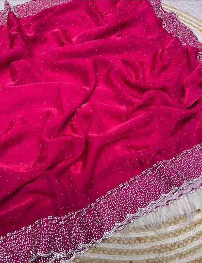 Soft Diamond Work Saree