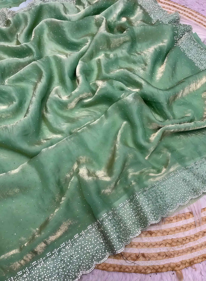 Soft Diamond Work Saree