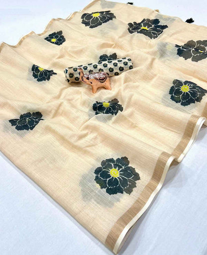 Soft Linen Print Saree