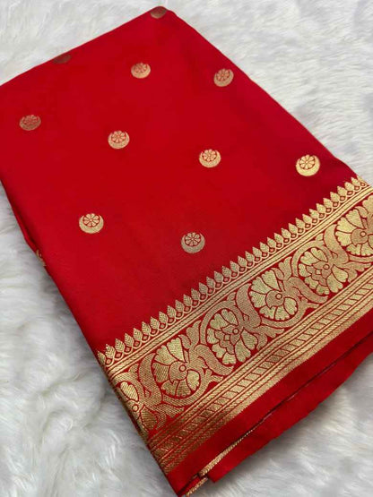 Floral Print Banarasi Silk Saree
