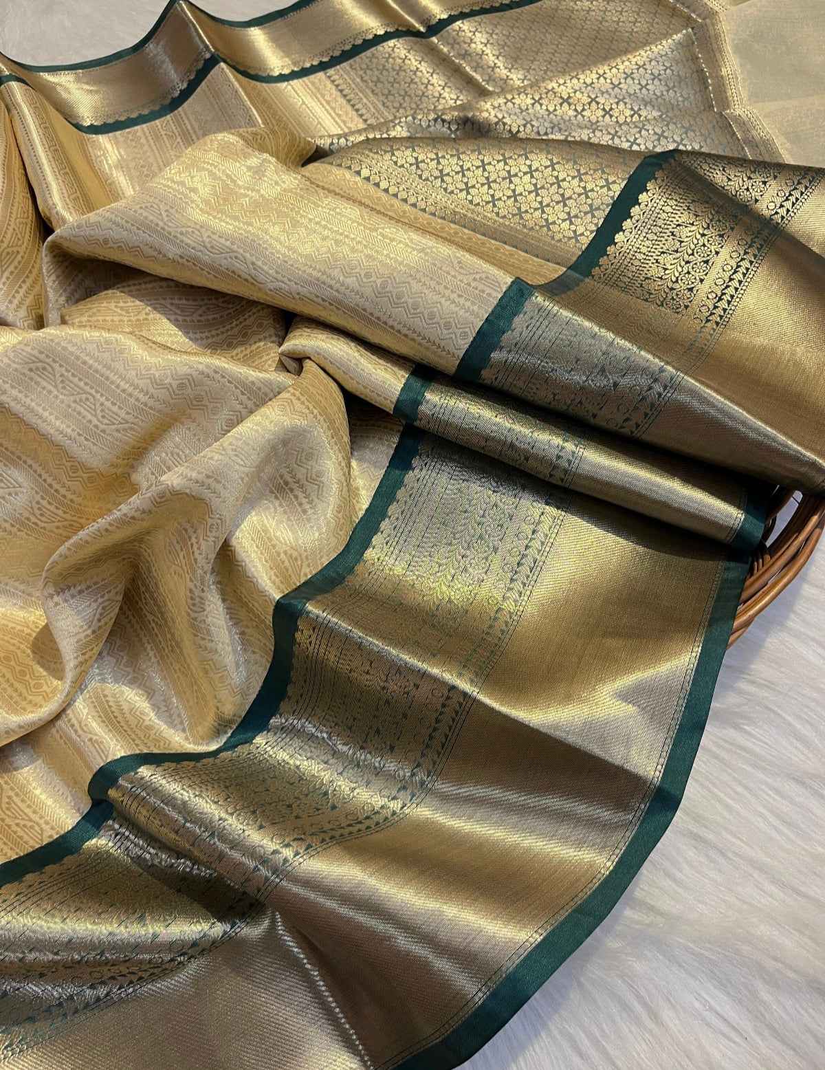 Gold Banarasi Soft Silk Saree