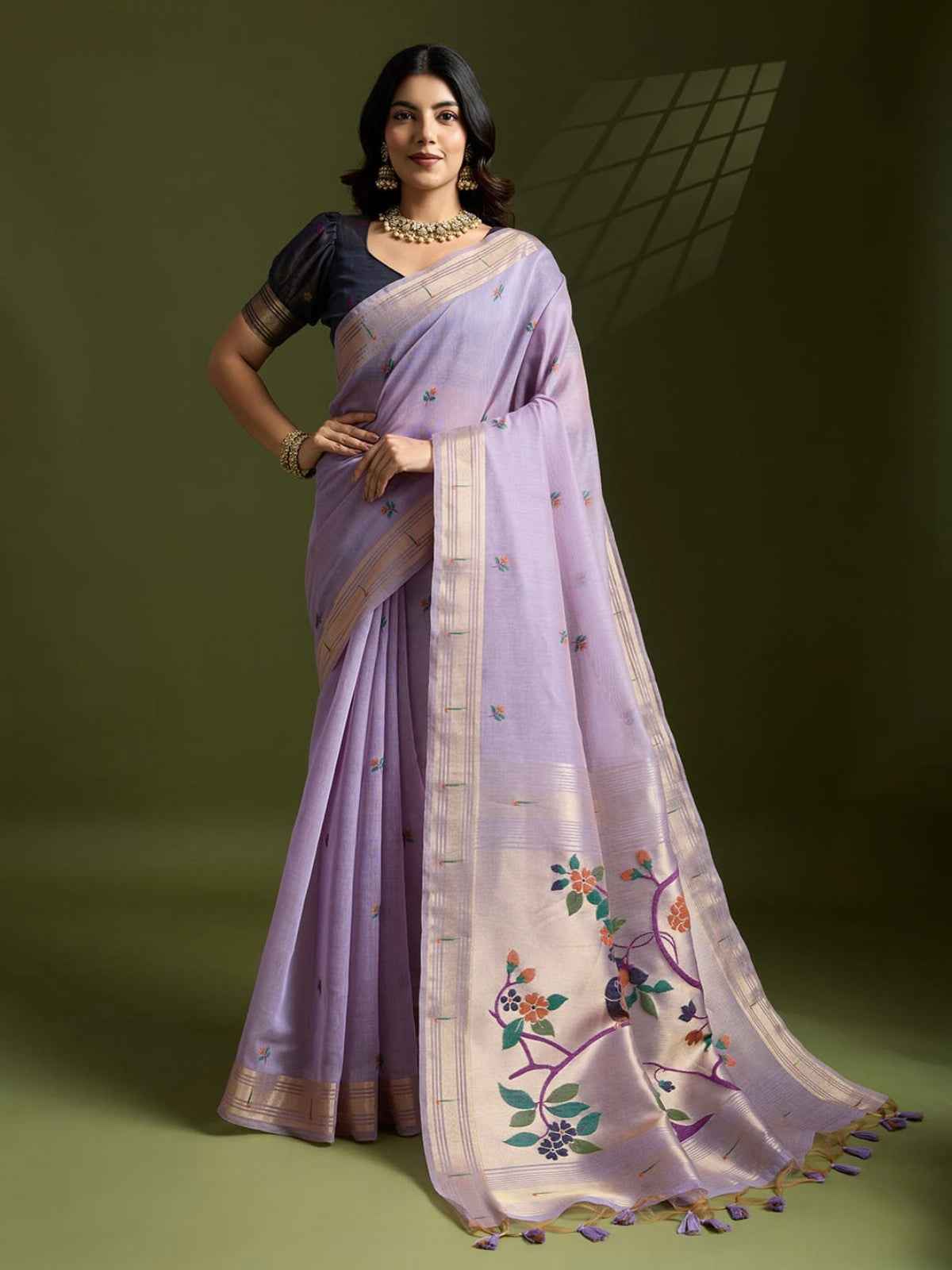 Muga Cotton Paithani Saree