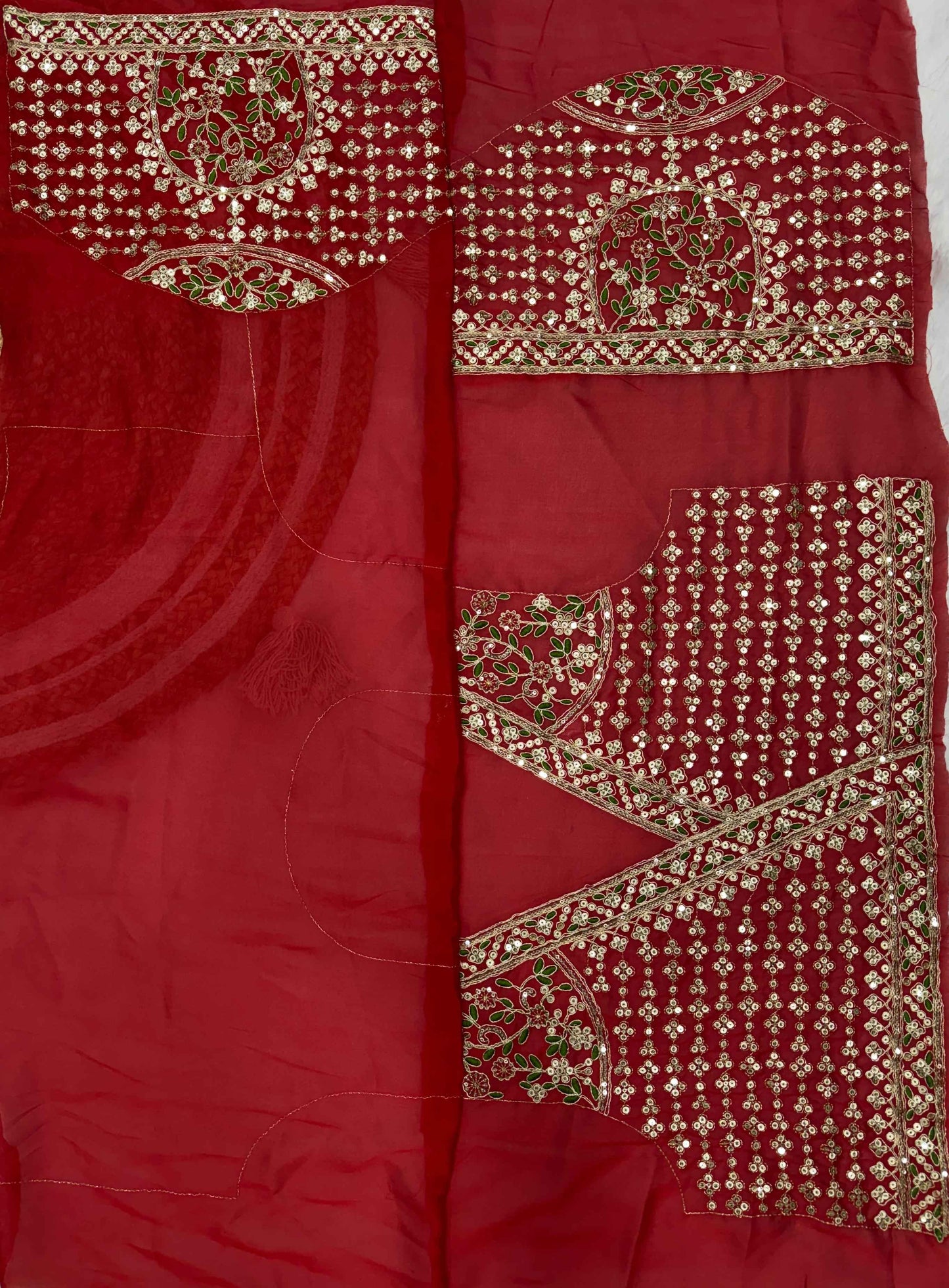Cherry Red Space Silk Saree