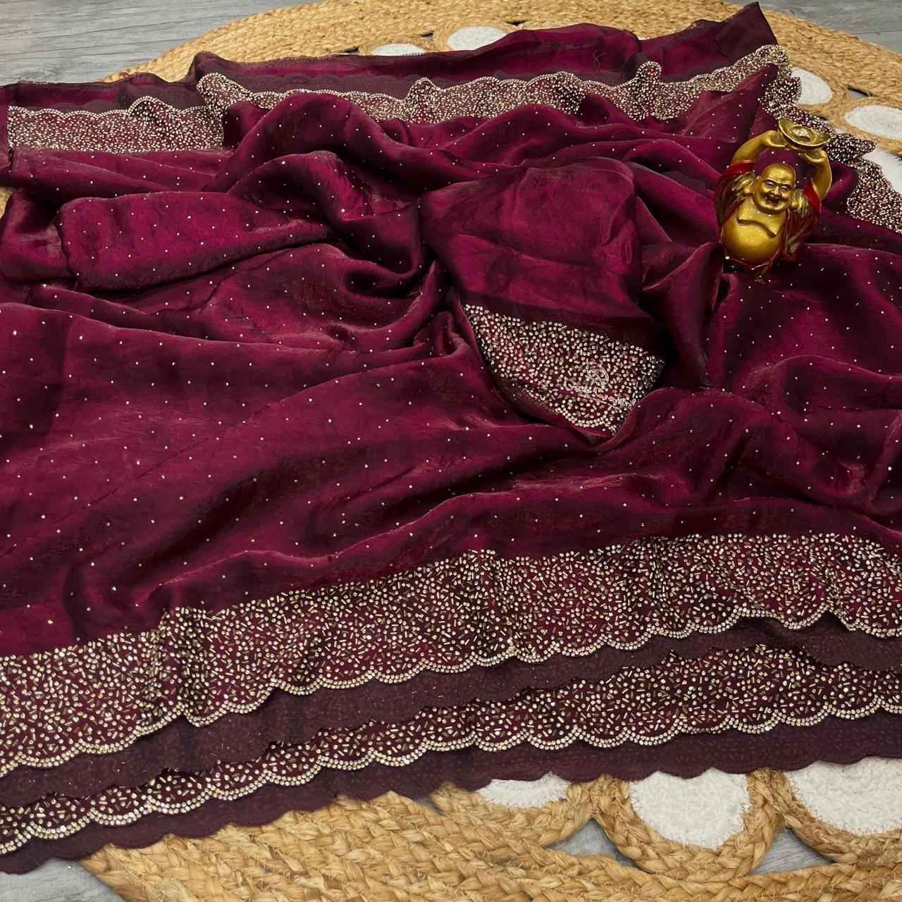 Soft Diamond Work Saree