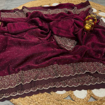 Soft Diamond Work Saree