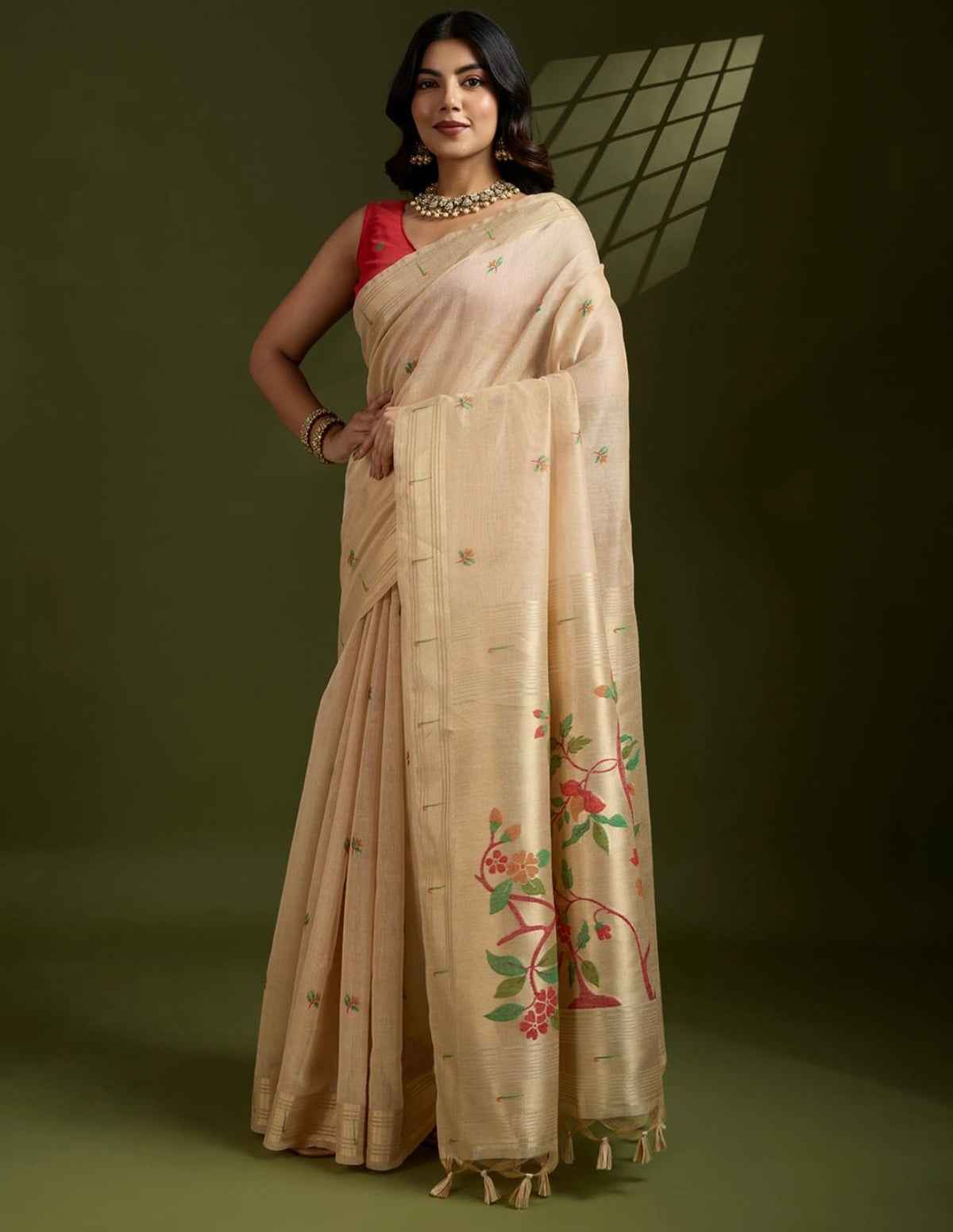 Muga Cotton Paithani Saree
