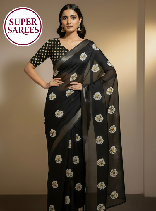 Soft Linen Print Saree