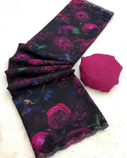 Chiffon Digital Floral Saree