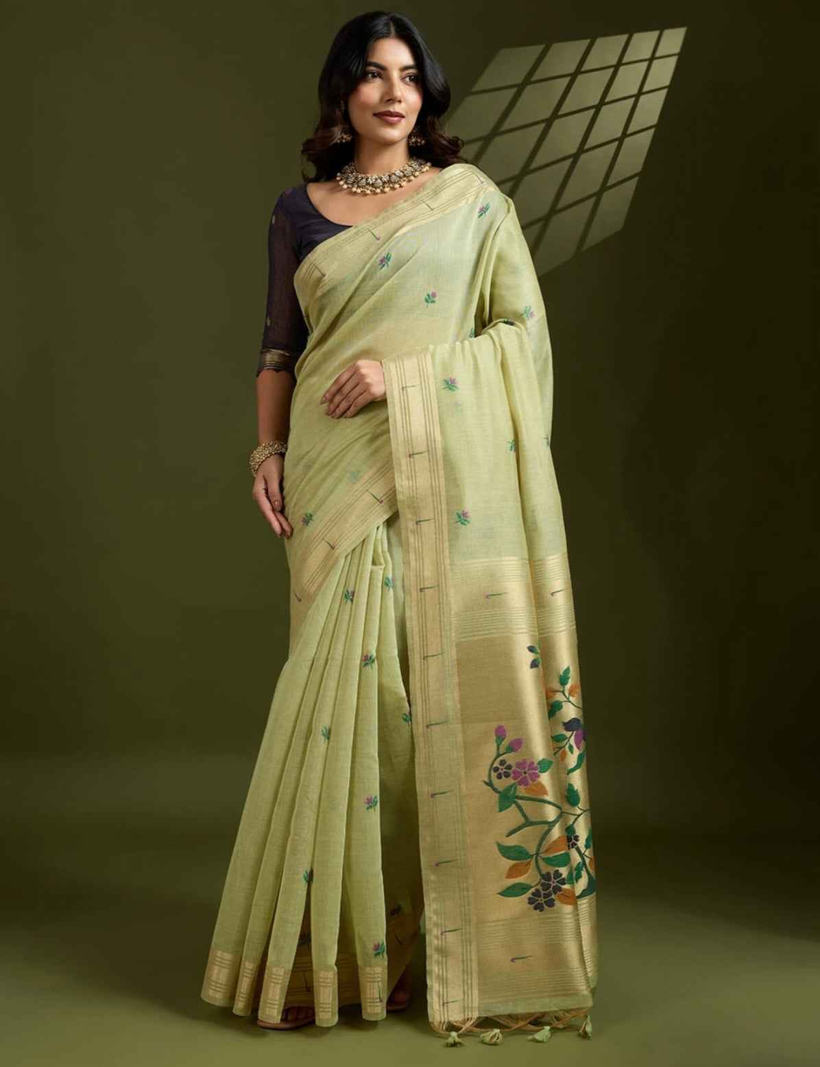 Muga Cotton Paithani Saree