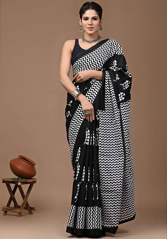 Printed Ikkat Pure Cotton Saree