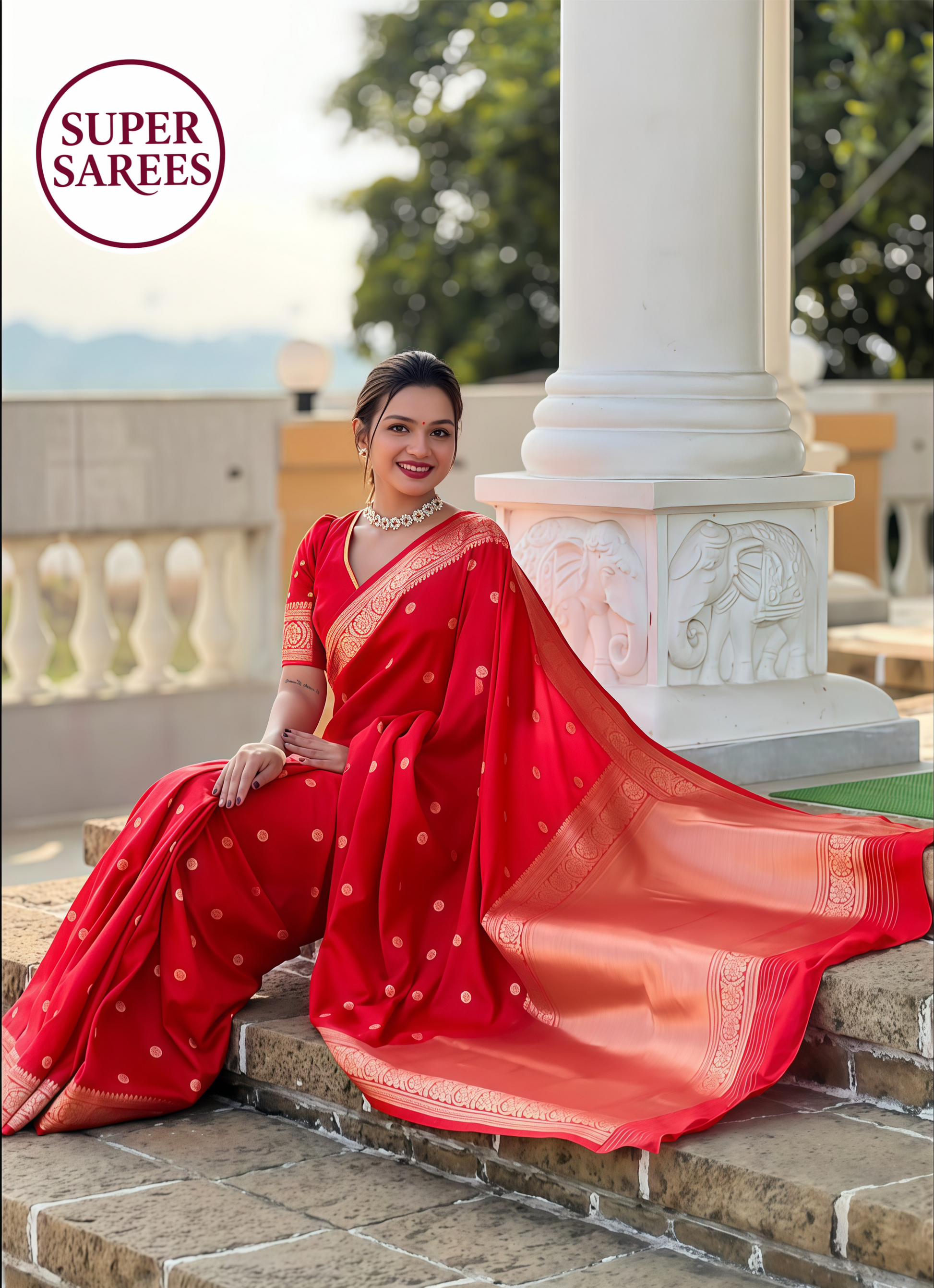 Floral Print Banarasi Silk Saree