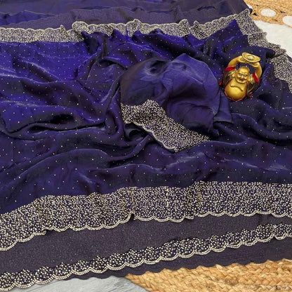 Soft Diamond Work Saree