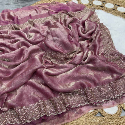 Soft Diamond Work Saree