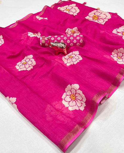 Soft Linen Print Saree